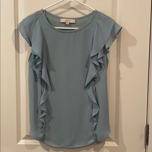 Teal flowy short sleeve blouse